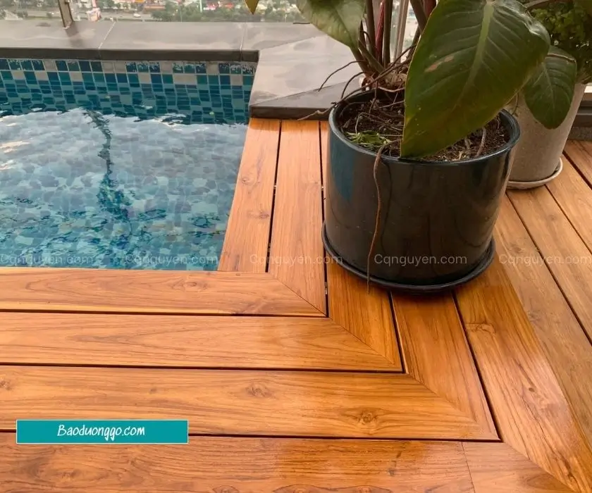 sàn gỗ ngoài trời sau bảo dưỡng