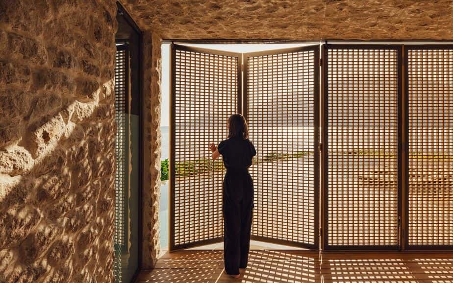 Lam gỗ ngoài trời caro xếp gấp