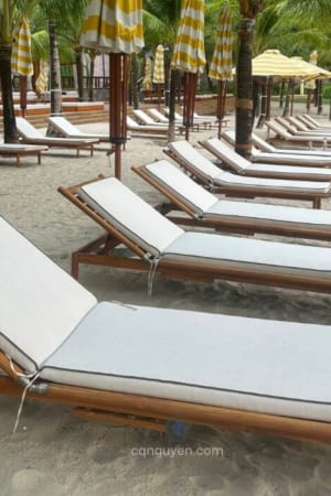 Ghế tắm nắng gỗ teak không bánh xe CQN02