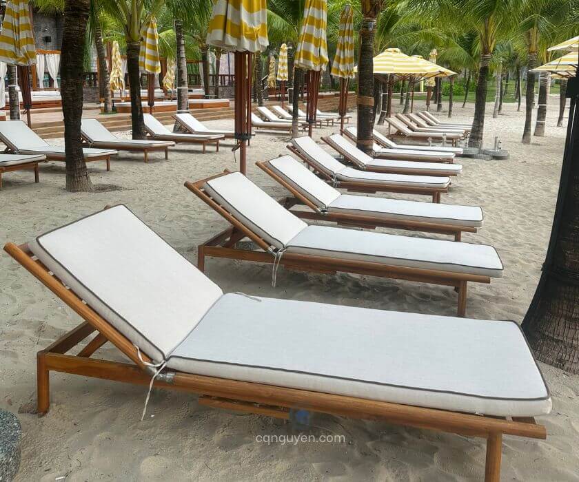 Ghế tắm nắng gỗ teak không bánh xe CQN02