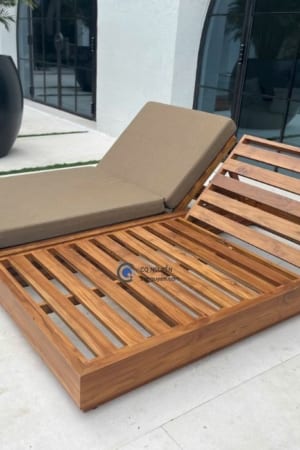 Giường tắm nắng đơn gỗ teak cqn03