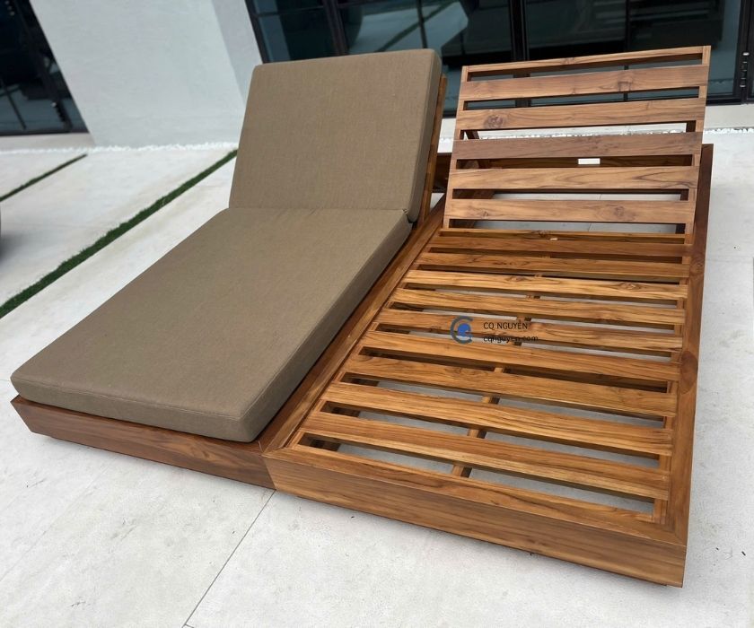 Giường tắm nắng gỗ teak cqn03