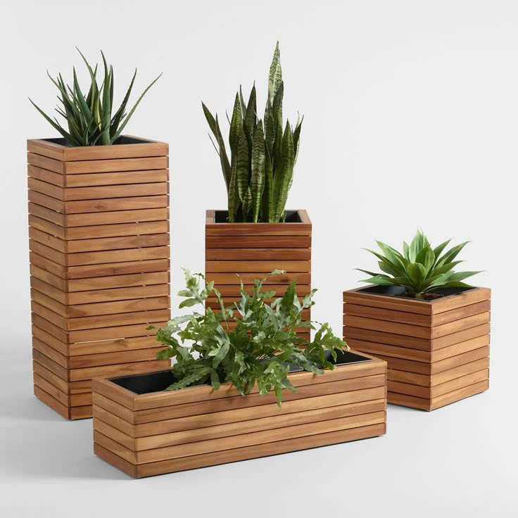 chậu cây gỗ tự nhiên