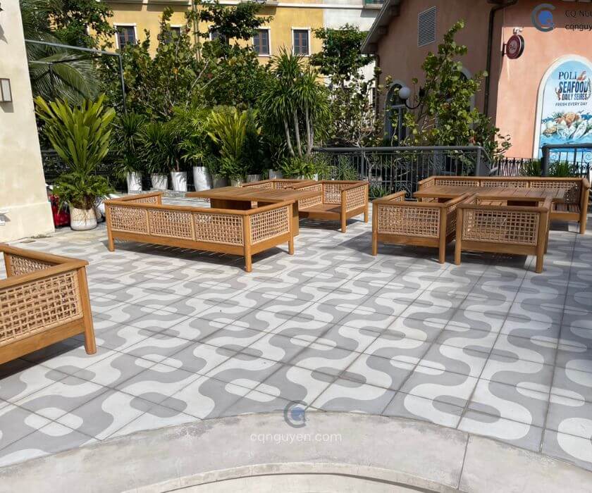 Sofa gỗ ngoài trời cho nhà hàng