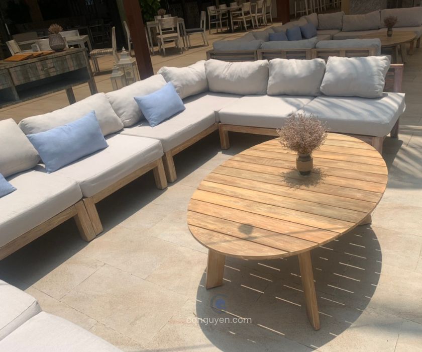 Sofa và bàn trà ngoài trời gỗ teak