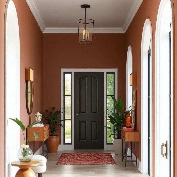 cửa nhà đẹp phối cùng nội thất màu đất nung