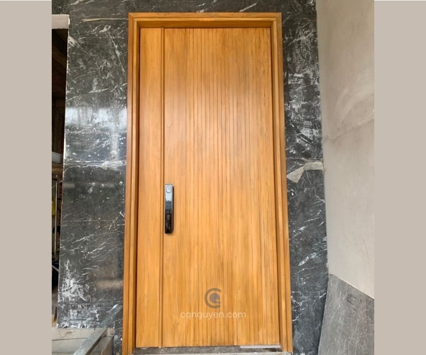 Mẫu cửa gỗ đẹp 1 cánh ron sóng