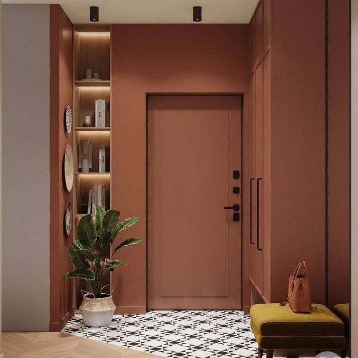 mẫu cửa nhà đẹp màu mocha mousse