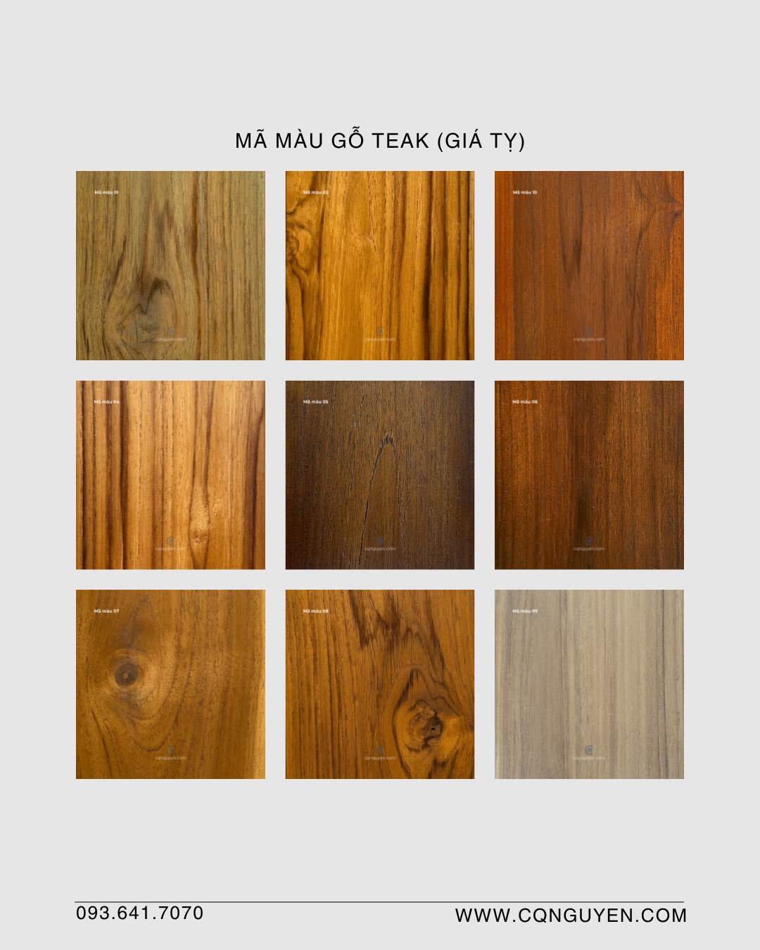 Mã màu gỗ Teak