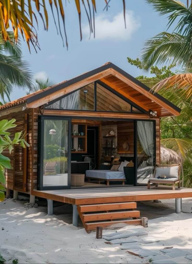 Cabana kín ven biển