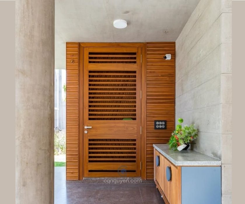 Mẫu cửa gỗ lá sách phòng vệ sinh
