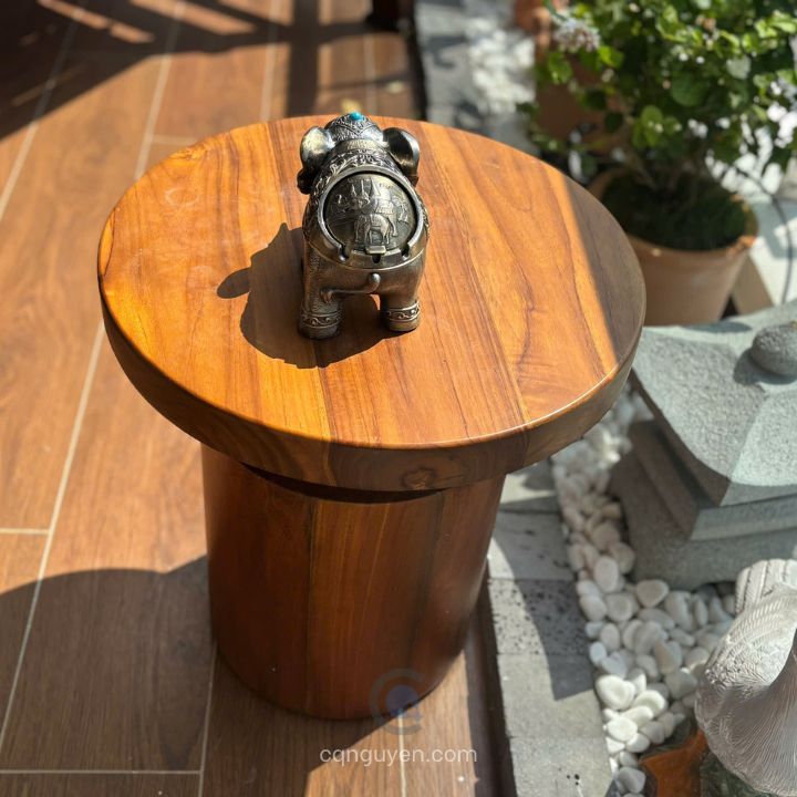 Đôn gỗ Teak ngoài trời | Đôn gỗ tròn nguyên khối | Đôn gỗ tròn đẹp