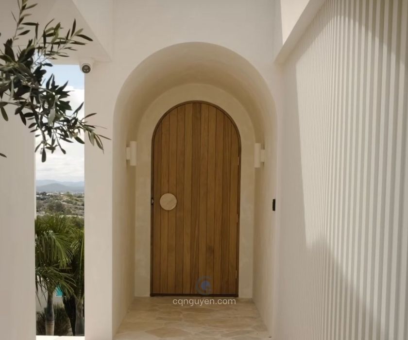 mẫu cửa vòm 1 cánh thông phòng gỗ sồi