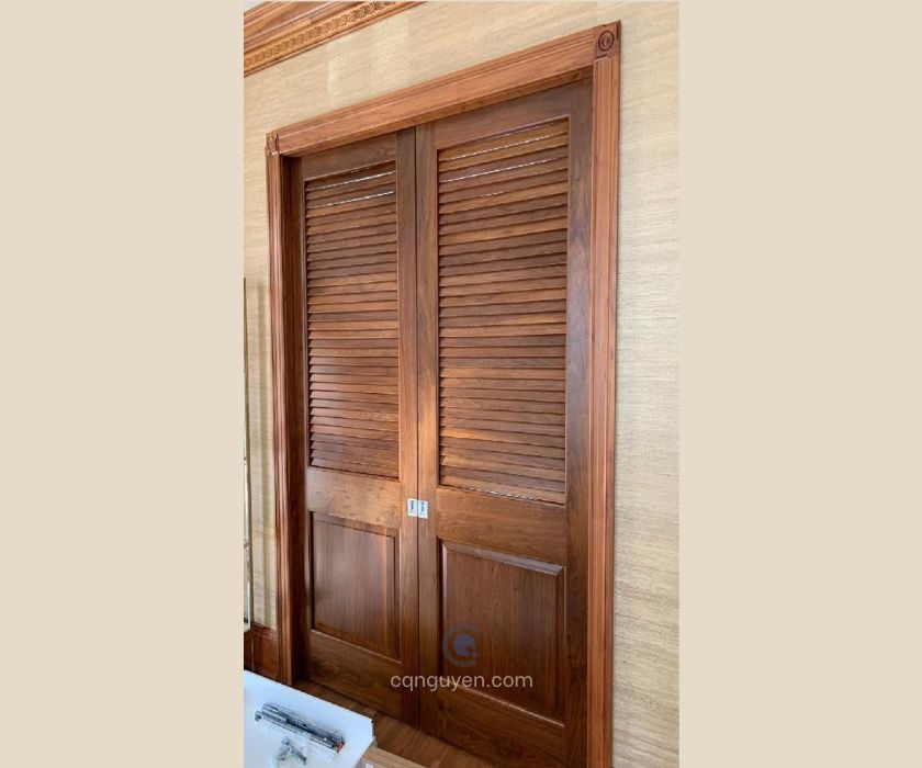 Mẫu cửa gỗ lá sách phòng ngủ 2 cánh