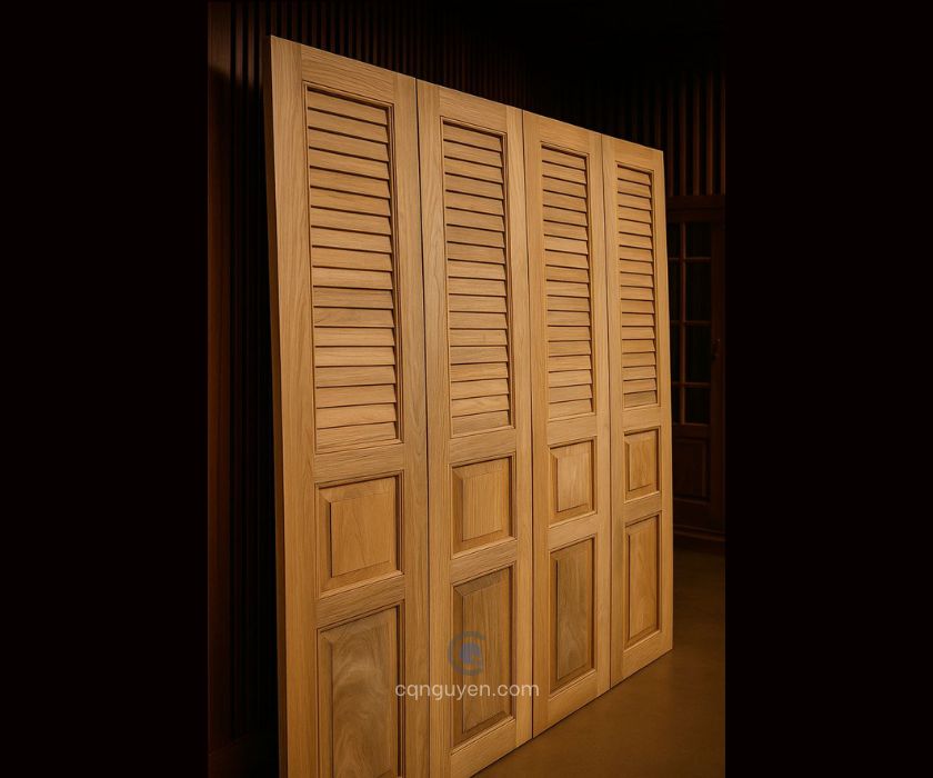 Mẫu cửa lá sách gỗ teak