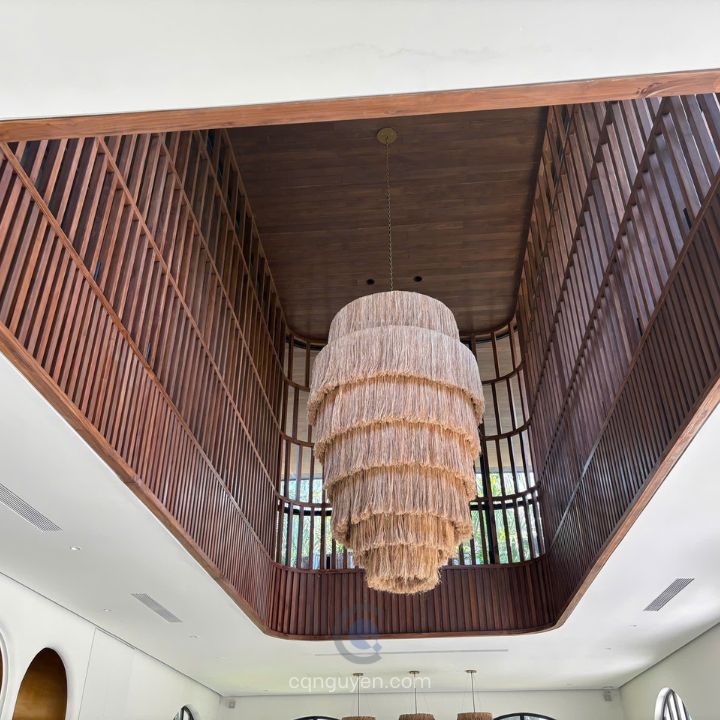 Trần gỗ ốp phẳng gỗ teak