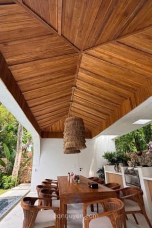 Trần gỗ teak xương cá