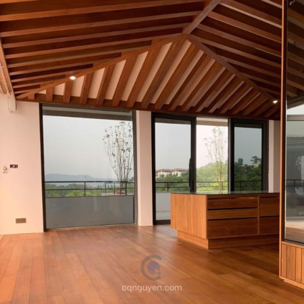 Trần xương cá gỗ teak dạng thanh