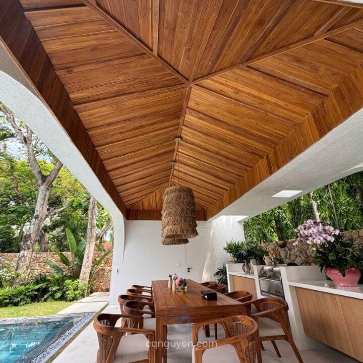 Trần gỗ teak xương cá