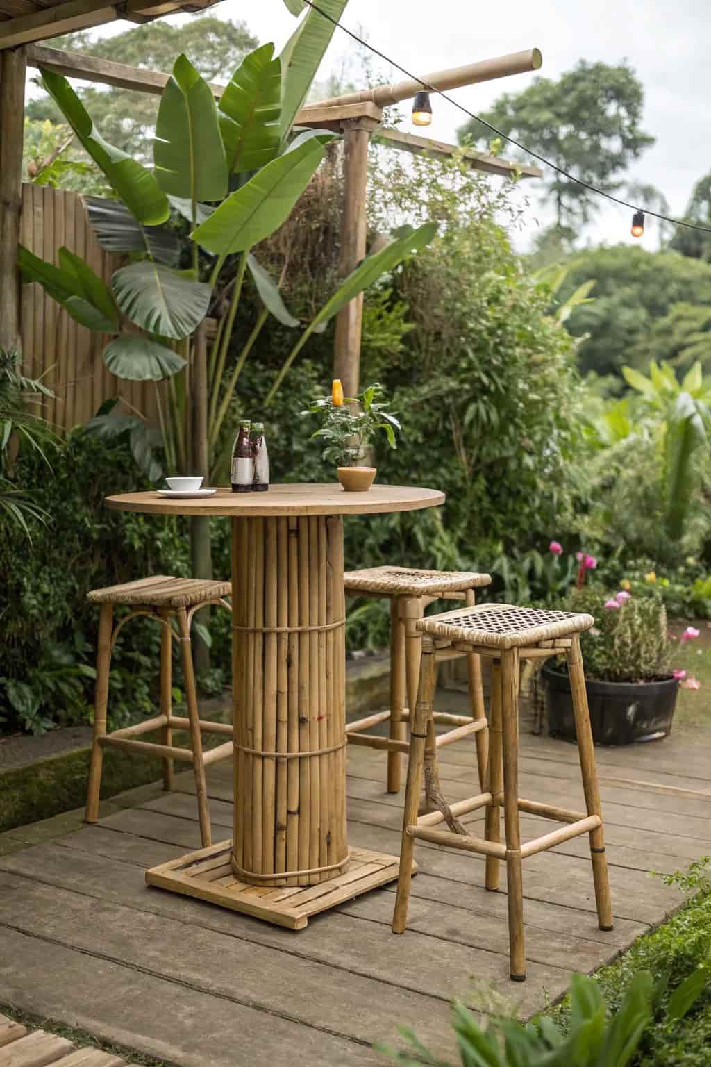 Bàn ghế tre ngoài trời | bàn gỗ ngoài trời