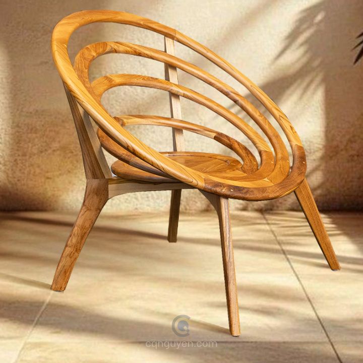 Ghế gỗ teak hiện đại dáng tròn