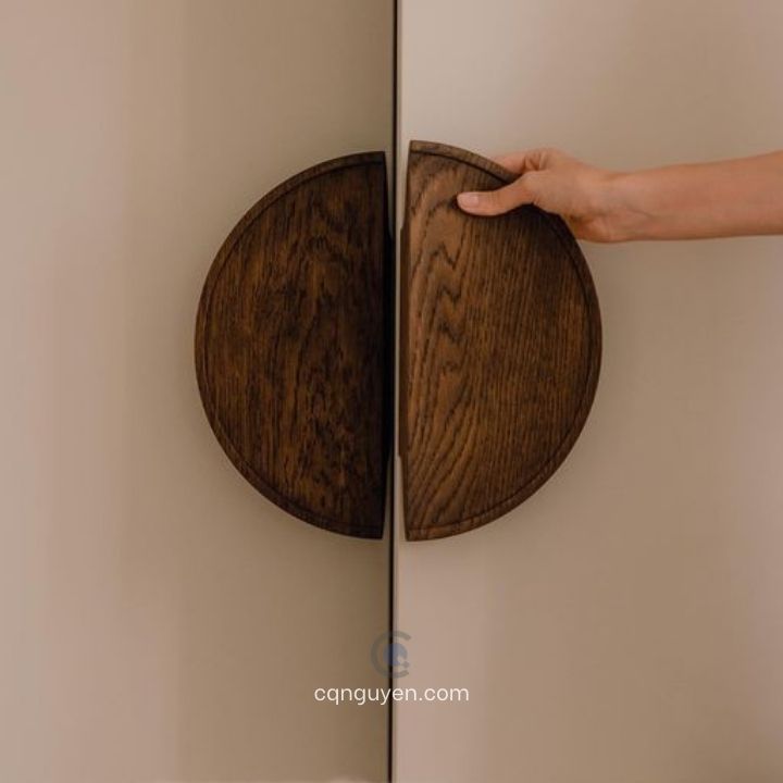 tay nắm cửa gỗ tròn gỗ óc chó
