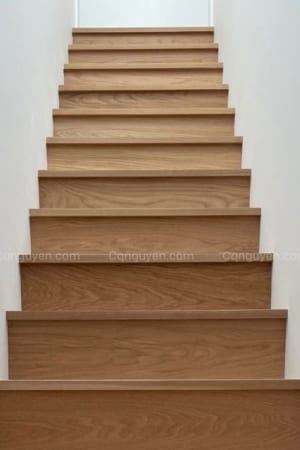 Cầu thang plywood gỗ sồi