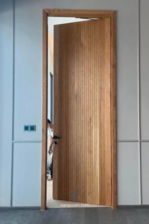 Cửa gỗ sồi đỏ | Cửa gỗ sồi hiện đại ron sóng