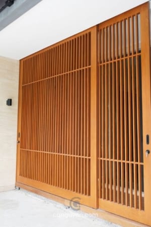 Cửa lùa 2 cánh gỗ teak CQN22