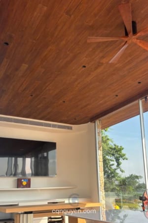 Trần gỗ đẹp đơn giản | trần gỗ teak biến tính