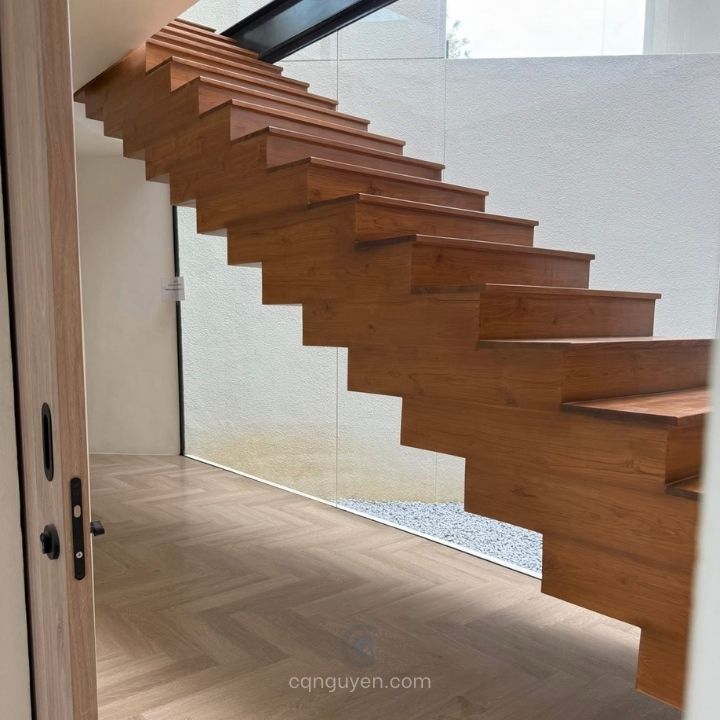 cầu thang ziczac gỗ teak