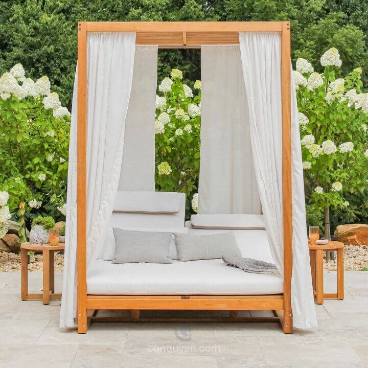 giường nằm ngoài trời gỗ teak