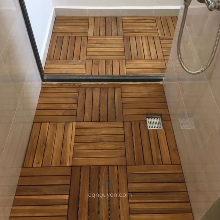 lắp đặt vỉ gỗ lót sàn nhà tắm