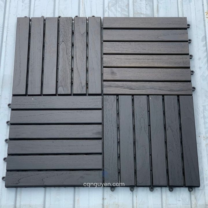 Vỉ gỗ Teak 6 nan màu đen| Vỉ gỗ tự nhiên | Vỉ gỗ ngoài trời | Vỉ gỗ lót sàn ban công | Vỉ gỗ lót sàn nhà tắm