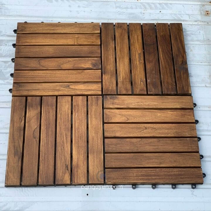 Vỉ gỗ Teak 6 nan màu óc chó | Vỉ gỗ tự nhiên | Vỉ gỗ ngoài trời | Vỉ gỗ lót sàn ban công | Vỉ gỗ lót sàn nhà tắm