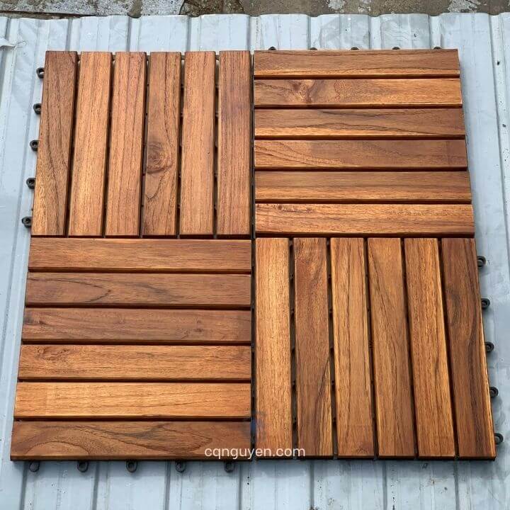 Vỉ gỗ Teak 6 nan màu vàng nâu | Vỉ gỗ tự nhiên | Vỉ gỗ ngoài trời | Vỉ gỗ lót sàn ban công | Vỉ gỗ lót sàn nhà tắm