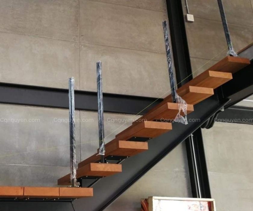 báo giá cầu thang xương cá bậc gỗ