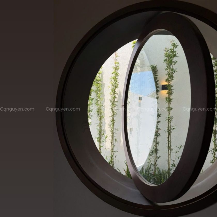 cửa sổ tròn gỗ teak