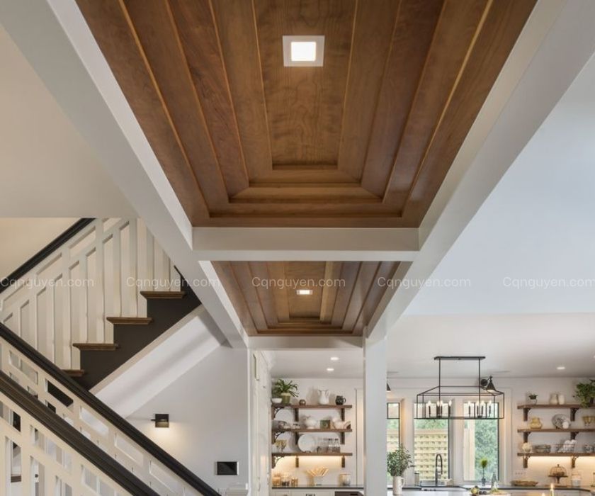 mẫu trần gỗ giật cấp