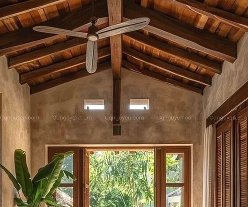 trần gỗ homestay truyền thống