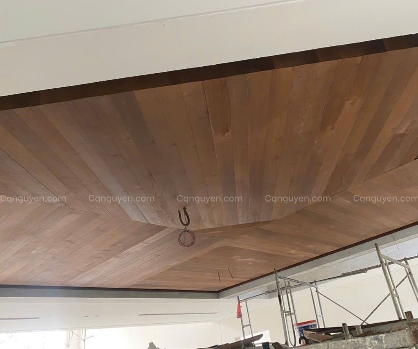 trần gỗ tần bì biến tính tạo hình 3D