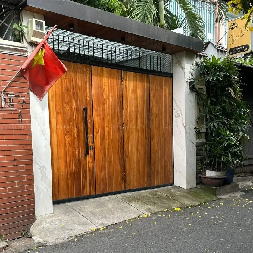 cổng gỗ 4 cánh | cửa cổng 4 cánh gỗ teak