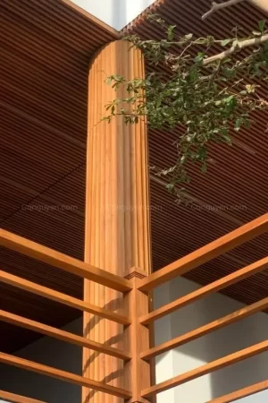 ốp cột tròn gỗ teak