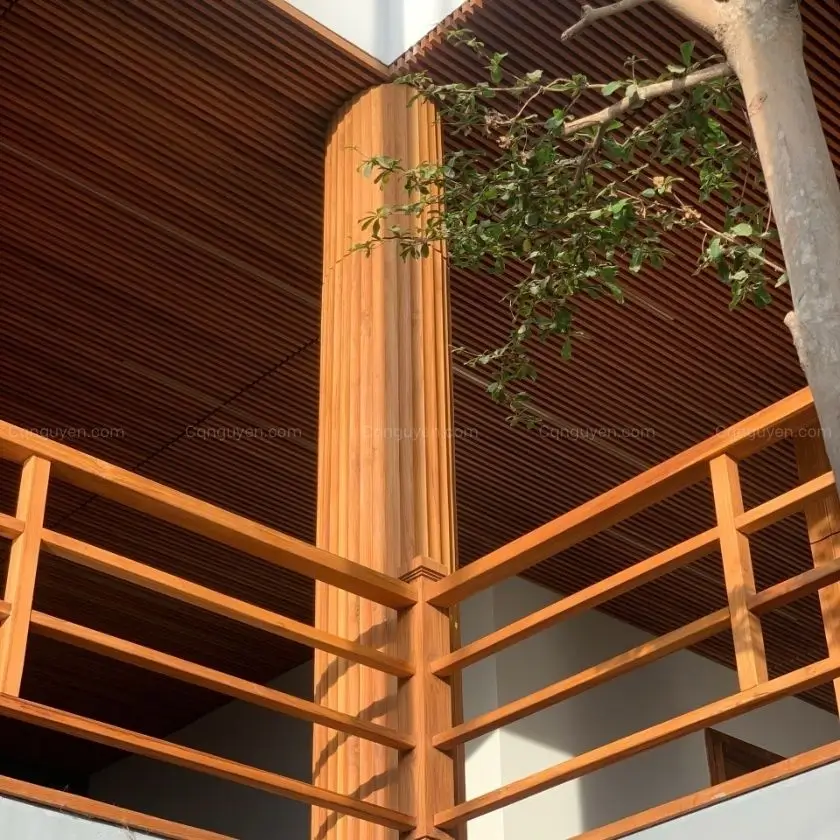 ốp cột tròn gỗ teak
